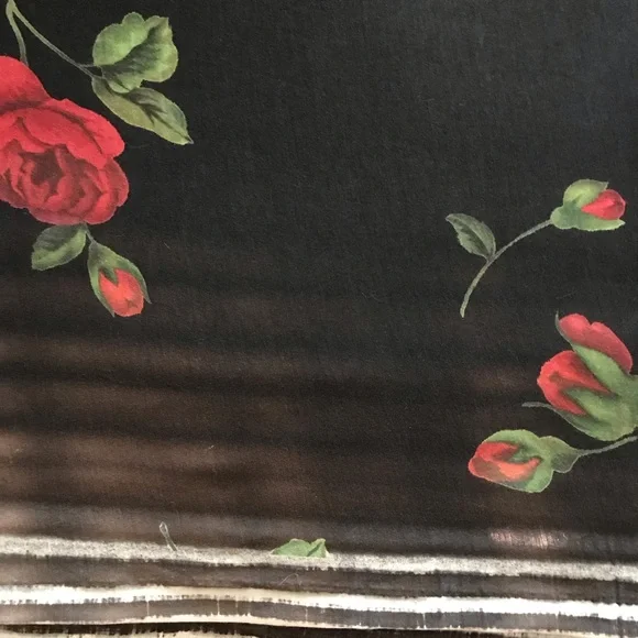 Beautiful Floral Black & Red Fabric - Picture 7 of 9